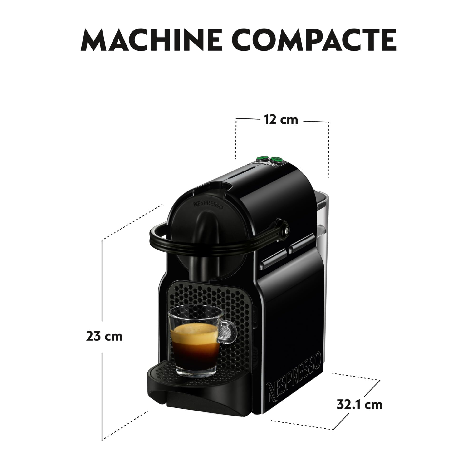 Machine à Café Inissia Noir 19 Bars + Kit Démarrage – Cafetière Capsule Compacte EN80.B