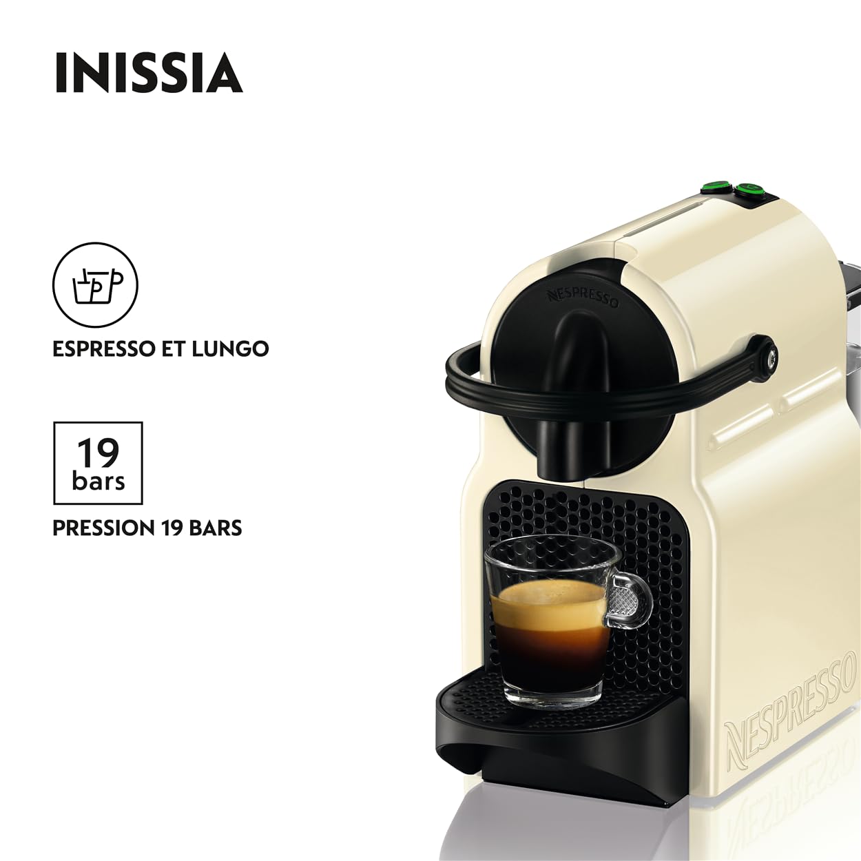 Machine à Café Inissia Crème Vanille 19 Bars + Kit Démarrage – Cafetière Capsule EN80.CW